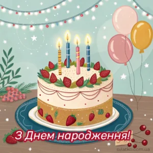 Універсальні привітання з Днем народження своїми словами - Святко Універсальні привітання та листівки з Днем народження своїми словами торт зі свічками мульт стиль_sviatko_com_ua