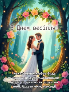 Побажання з днем весілля: Щирі слова для молодят - Святко Чуттєва листівка до Дня Весілля з молодими