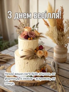 Красива картинка з побажанням до Дня Весілля