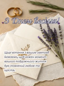 Красива листівка до Дня Весілля з конвертиком