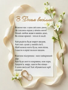 Побажання з днем весілля: Щирі слова для молодят - Святко Красива листівка з віршом побажанням до Дня Весілля