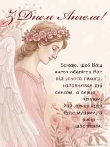 Привітання З Днем Ангела: релігійні, класичні, з гумором - Святко Ніжна листівка з Днем Ангела з привітанням