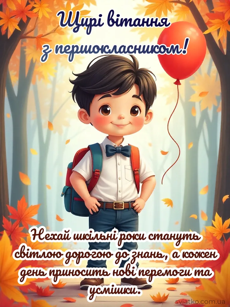 Привітання з Днем знань: теплі слова для школярів та вчителів - Святко вітаю з першокласником картинки